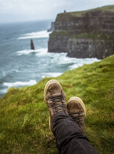 A beautiful feet selfie at the coast of Atlantic ocean in Ireland.