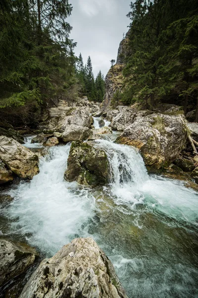 A beautiful landscape of waterfall in Tatra mountains in Slovakia. 