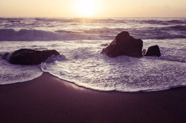 Günbatımı güzel Atlantic beach Portekiz