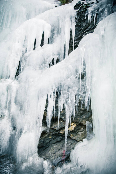 A beautiful frozen icicicles along the road in Norwegian winter
