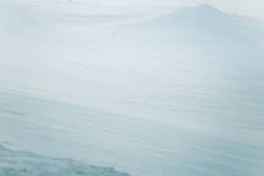 Düz, karlı Norveç alan güzel, minimalist bir manzara. Temiz, ışık, yüksek anahtar, dekoratif bir görünüm.