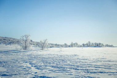 Donmuş Plains'de snowy Norveç kış günü güzel bir manzara