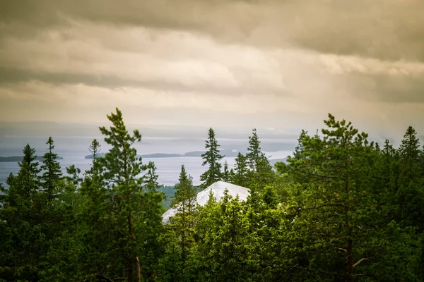 Piękna panorama jeziora i lasu z Koli National park szczyty — Zdjęcie stockowe