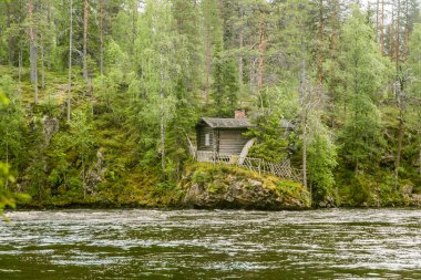 Bir nehir rapids Finlandiya ile güzel bir sahne