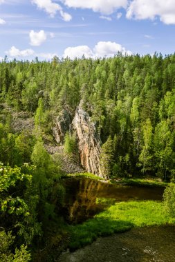 Bir nehir rapids Finlandiya ile güzel bir sahne