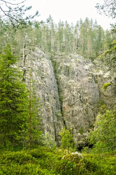 Un hermoso paisaje de bosque rocoso en Finlandia — Foto de Stock