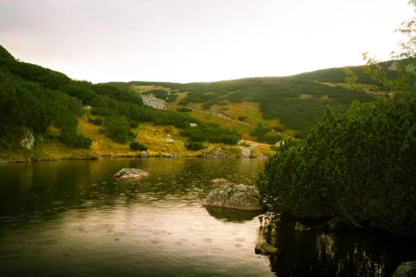 Güzel dağ göl manzara Tatry, Slovakya