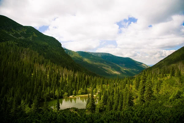 Güzel dağ göl manzara Tatry, Slovakya