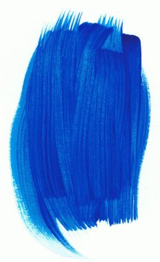 Bir beyaz kağıt üzerinde bir mavi boya kurulamak. Sanatsal öğe.