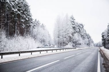 Güzel kış manzara gri, Kuzey Avrupa'da gün bulutlu