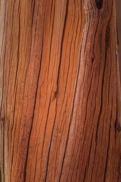 A beautiful closeup of an old wooden log. Part of a historic copper mine building. Colorful weathered wood texture. — Stock Photo, Image