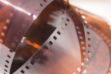 Beyaz zemin üzerinde bir analog fotoğraf film güzel bir portre. Sığ derinlik-in tarla.