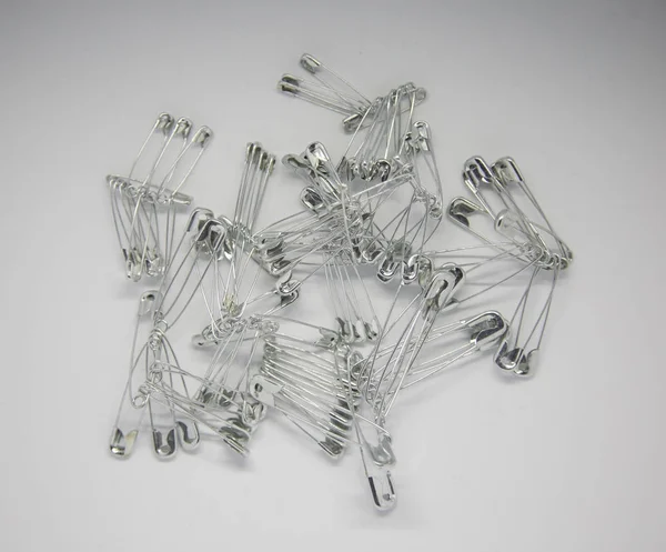 Lot Shiny Safety Pins — Stock Photo, Image