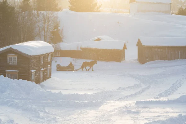 Krajobraz Piękny Poranek Røros Światowe Dziedzictwo Unesco Miasto Środkowej Norwegii — Zdjęcie stockowe