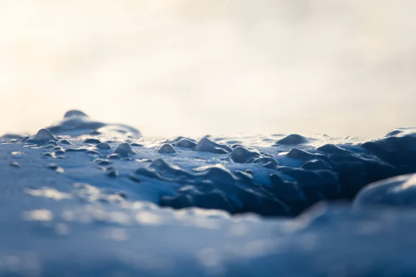 Beau Gros Plan Eau Mer Gelée Sur Côte Mer Baltique — Photo