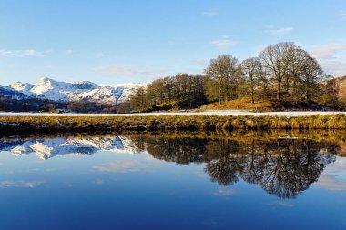 Nehir Brathay, Elterwater, Cumbria sakin yansımaları
