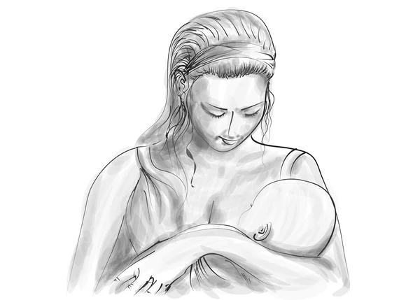 Allattamento al seno. madre con bambino — Vettoriale Stock