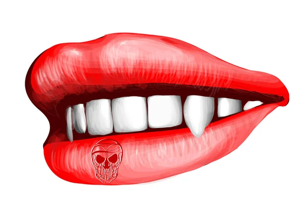 Lèvres de vampir sur blanc — Image vectorielle