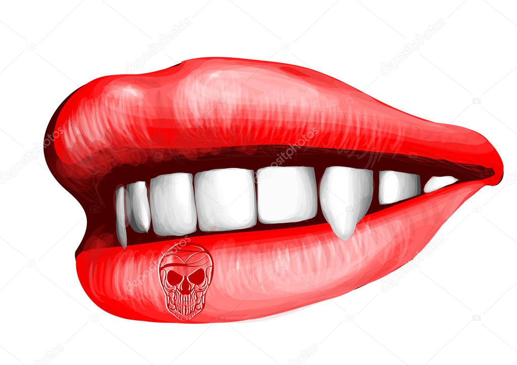 vampir lips on white