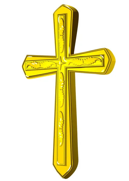 Cruz de oro cristiano — Vector de stock