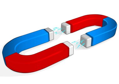 beyaz üzerine iki mıknatıs