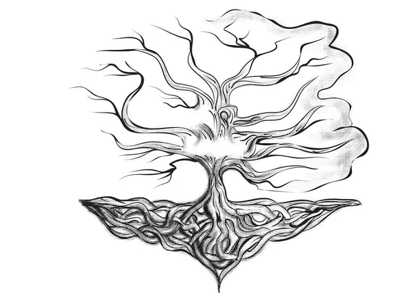 Copac tatuaj pe alb — Vector de stoc