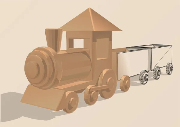 Locomotora de juguete con vagones — Vector de stock