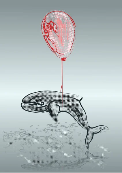 气球和鲸鱼 — 图库矢量图片