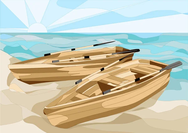 Barcos en el mar — Vector de stock