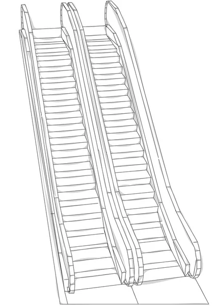 Escalator sur blanc — Image vectorielle