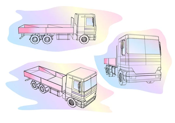 Truck set on multicolor — Stock Vector