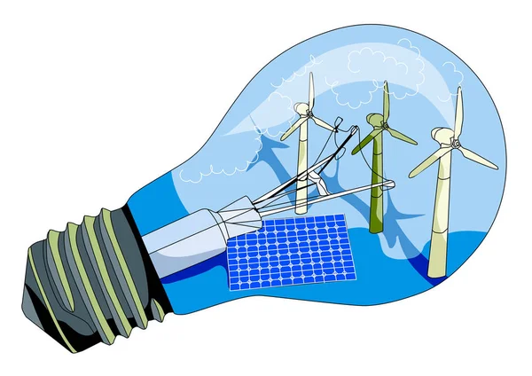 太阳能电池板、 风车 — 图库矢量图片