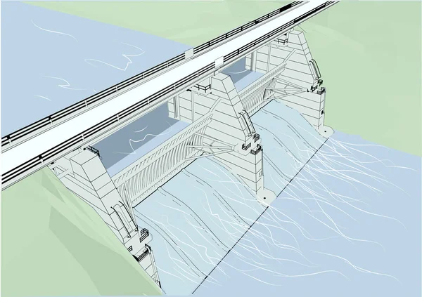水ダム ベクトル図 — ストックベクタ