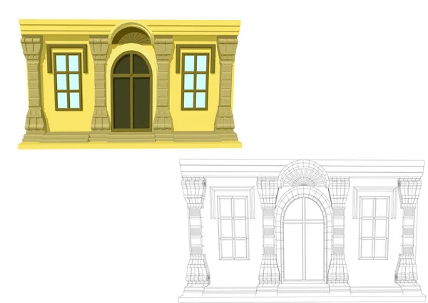 Eingang und zwei Fenster — Stockvektor
