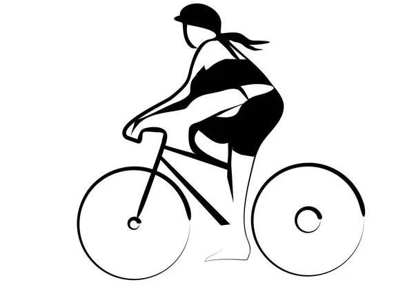 Kvinna cykling vektorillustration — Stock vektor