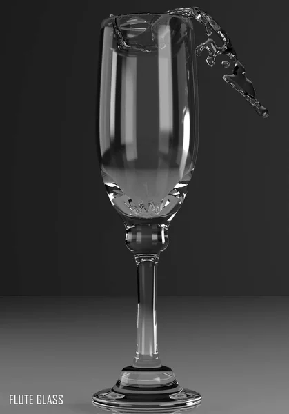 Fluit glas 3d illustratie — Stockfoto