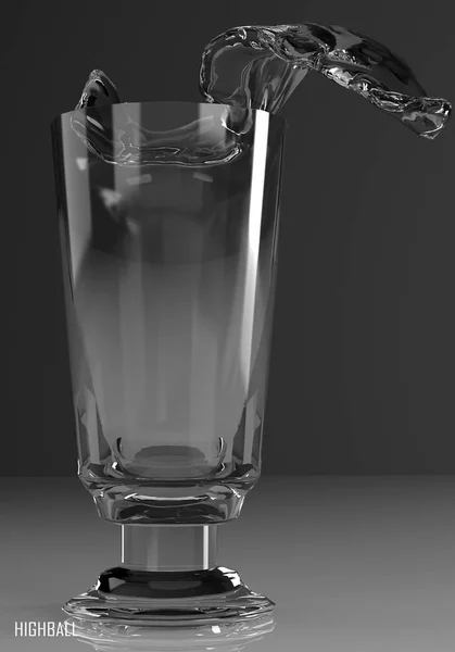 Highball glass berkaki 3D ilustrasi — Stok Foto