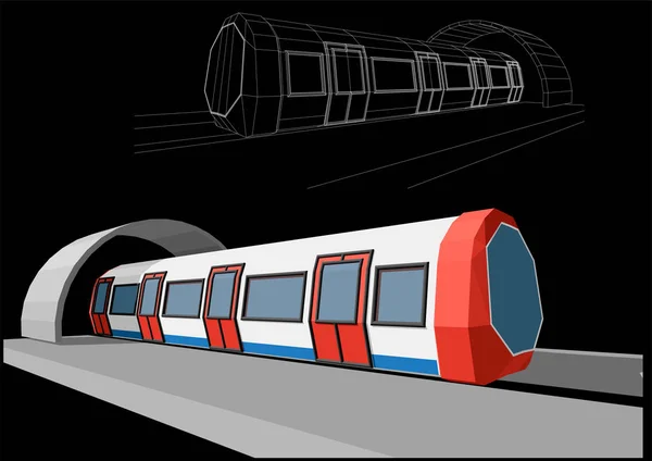 Tren de metro de baja poligonal abstracto — Vector de stock