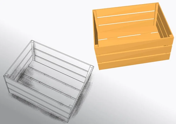 Illustration vectorielle boîte en bois — Image vectorielle