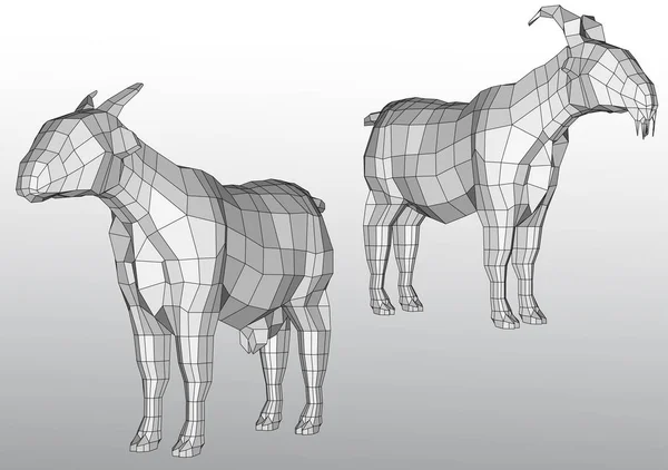 多角形のヤギ ベクトル イラスト — ストックベクタ