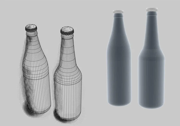Ölflaskor på en grå bakgrund — Stock vektor