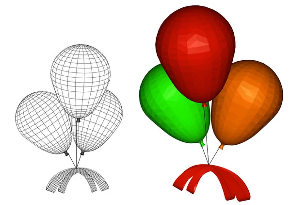 Ballons avec un arc — Image vectorielle