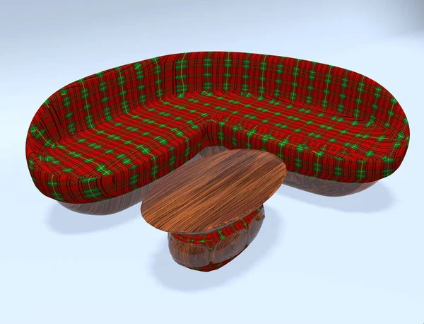 Tartan divan 3d illustration — стоковое фото