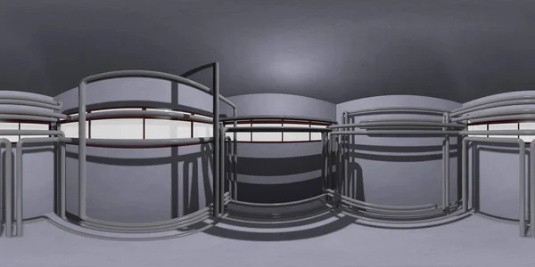 Chambre HDRI avec tuyaux, illustration 3d — Photo
