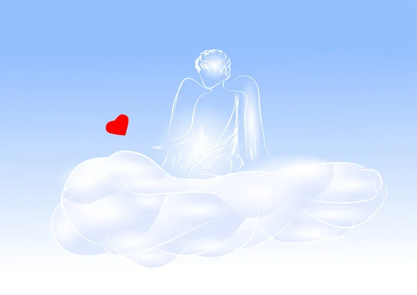 用一颗心的小天使 — 图库矢量图片