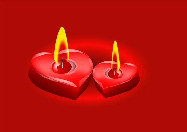 Deux bougies en forme de cœur — Image vectorielle