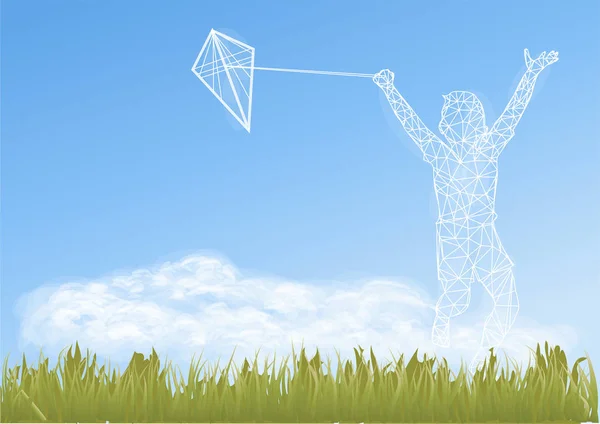Boy with kite — Stock Vector
