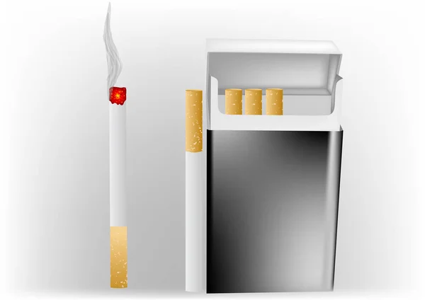 Cigarett i en förpackning — Stock vektor