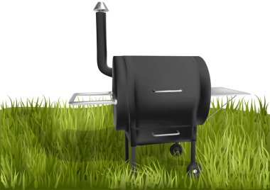 Sigara içen Barbekü çimenlerin üzerinde