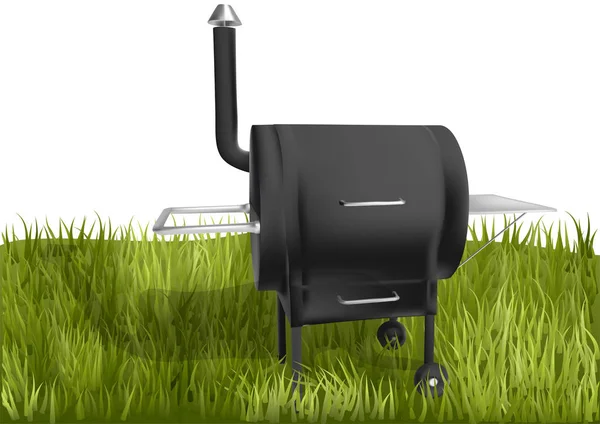 Roker barbecue op gras — Stockvector